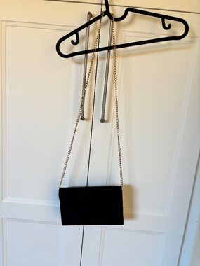 Small Black Evening Bag - Gold Chain